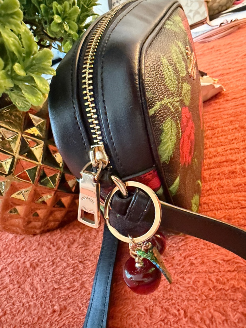 Coach Black Floral Crossbody Bag with Red Roses - Picture 15 of 15